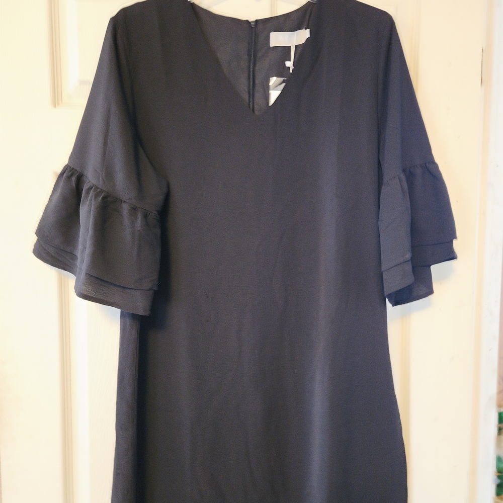 Elegant Black Ruffle Sleeve Dress NWT